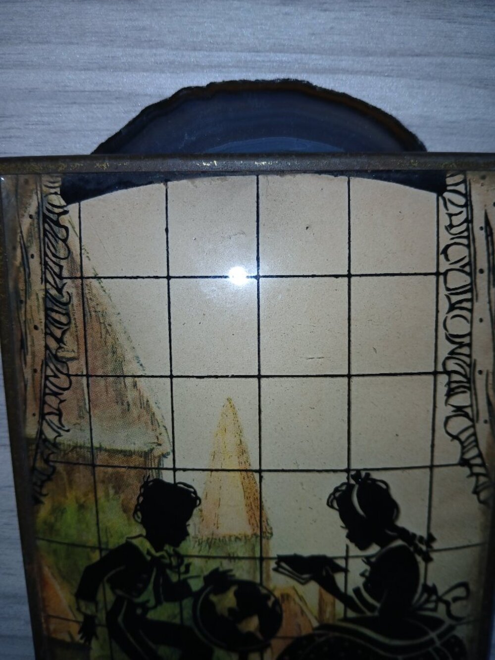 VTG 1960 Reverse Painted Silhouette Clear Glass Hanging Picture Frame - Picture 2 of 4